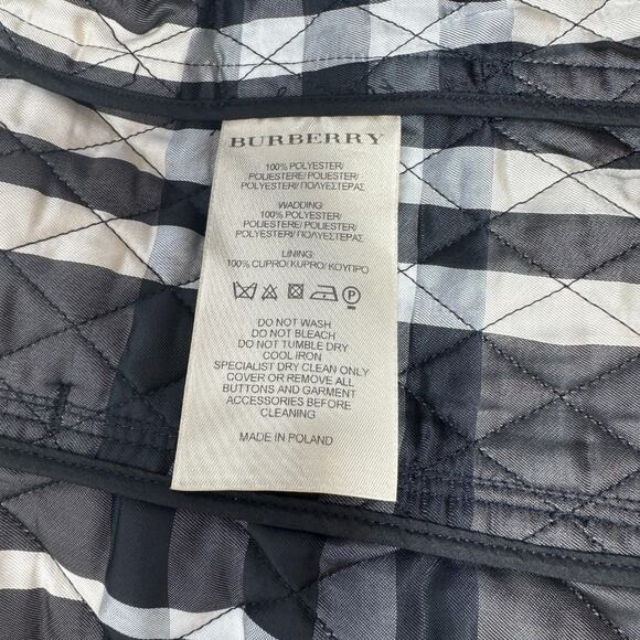 Burberry Coat Black Parka Long Diamond Quilted Puffer Jacket Nova Check US 8 - Picture 11 of 12